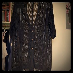 Lacy Black Long Cardigan